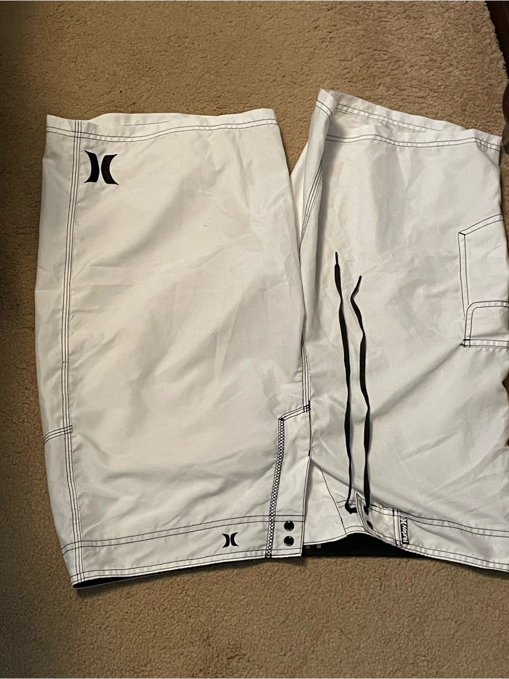Hurley White Men’s Hybrid Boardshorts with Black Accents